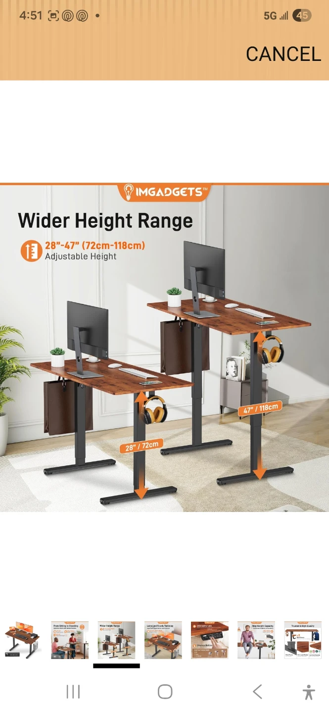 IMGADGETS Standing Desk - 72cm-118cm Adjustable Height - photo 2