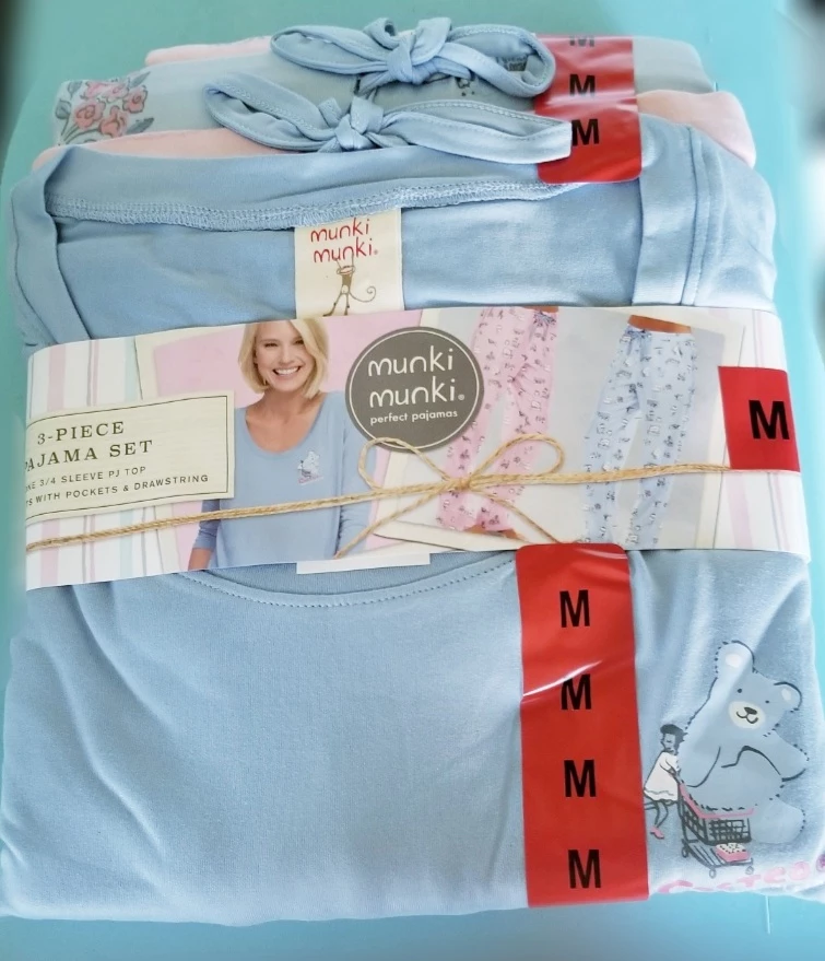 NWT Munki Munki Ladies 3 Piece Pajama Set