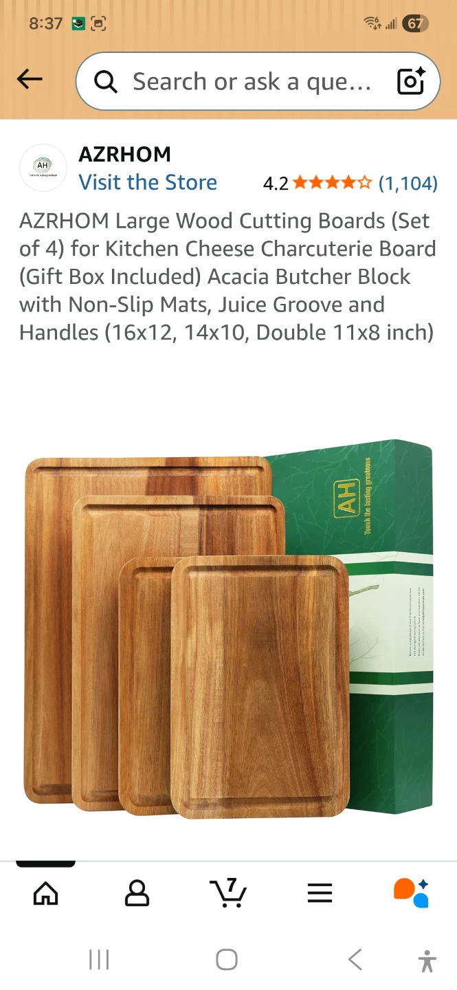 AZRHOM Large Wood Cutting Boards Set of 4