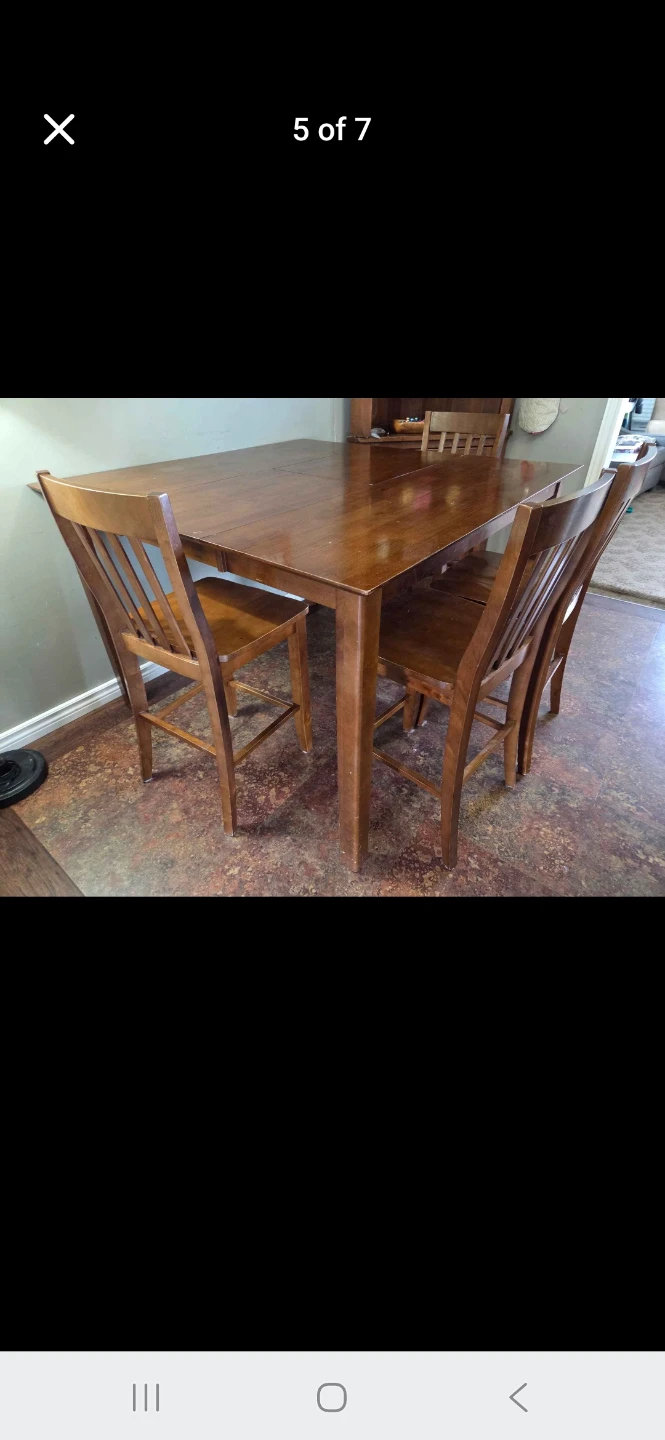 Wooden Dining Pub Style  Table and Chairs Set
