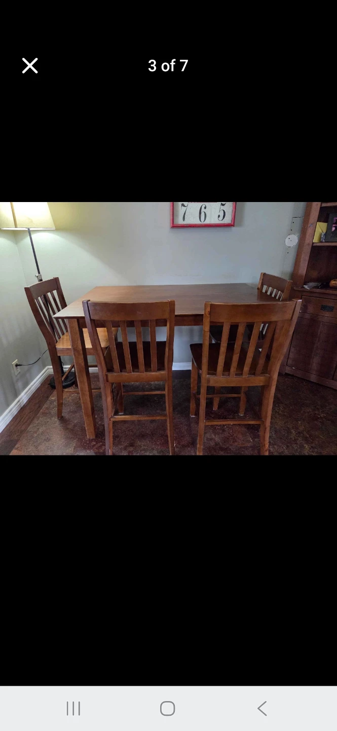 Wooden Dining Pub Style  Table and Chairs Set - photo 2