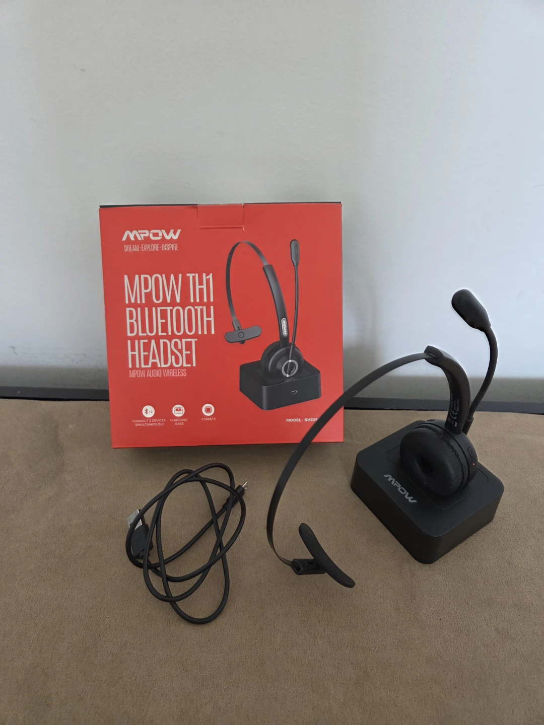 MPOW TH1 Bluetooth Headset with Charging Base