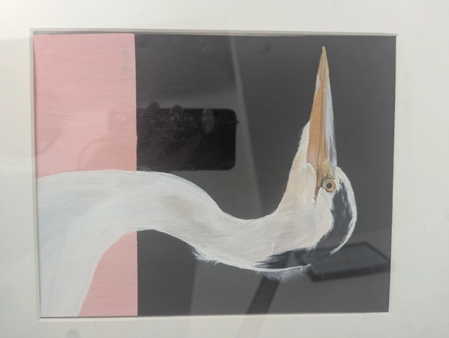 Framed Original Acrylic Painting  of Heron - photo 4