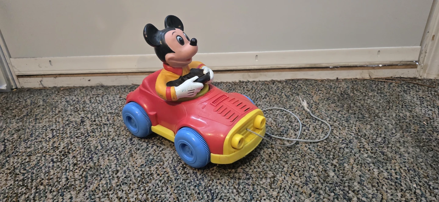 Vintage Disney Mickey Mouse Pull Toy Car