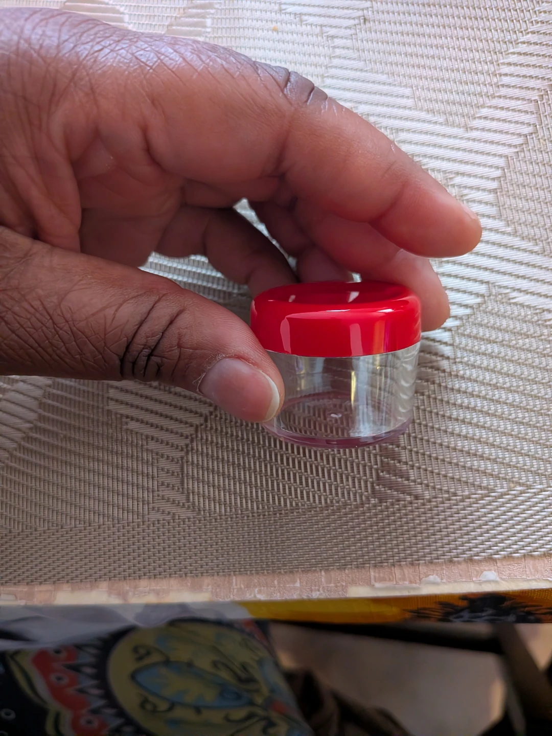 Small Clear Jar with Red Lid - photo 2