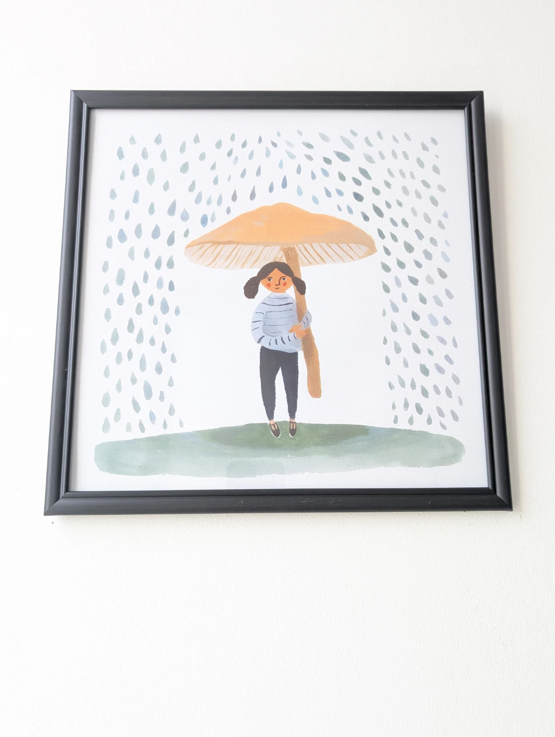 Framed Art Print of Girl with Mushroom Umbrella 30x30cm - photo 4