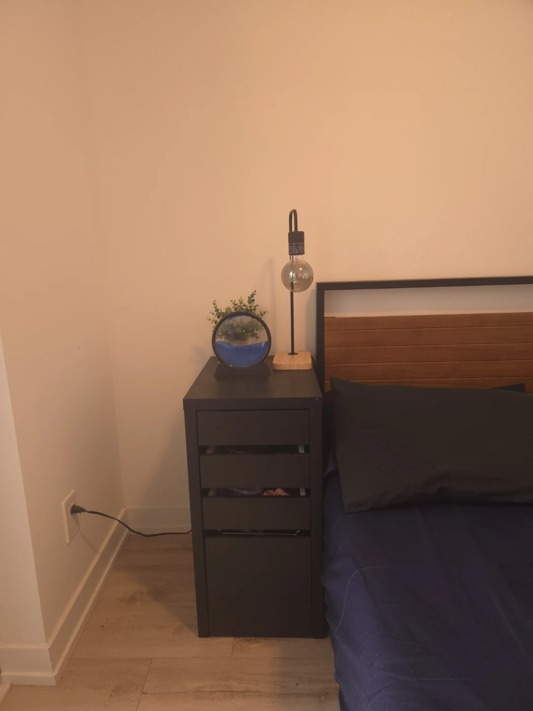 Dark Wood Nightstand with 4 Drawers - photo 3