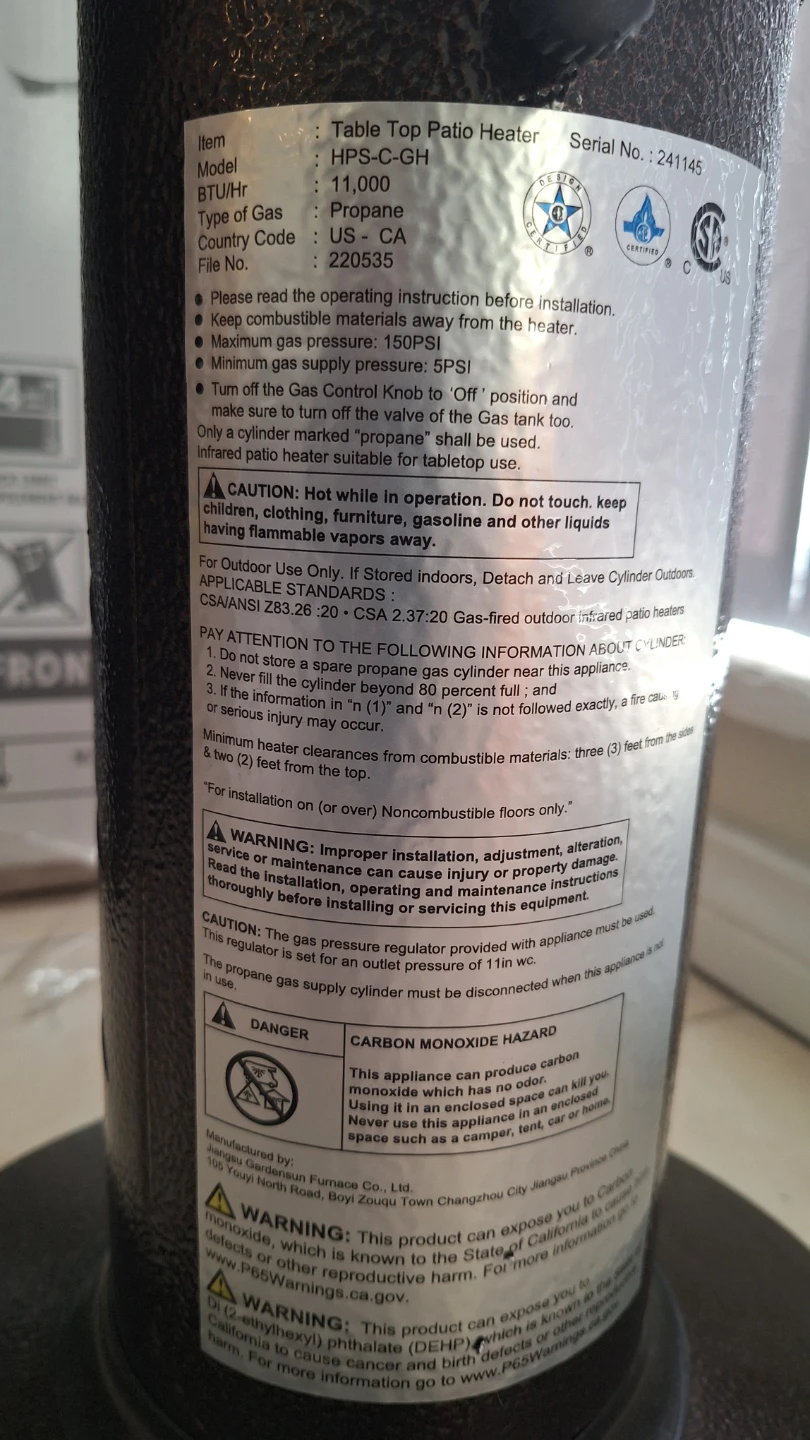Table Top Patio Heater