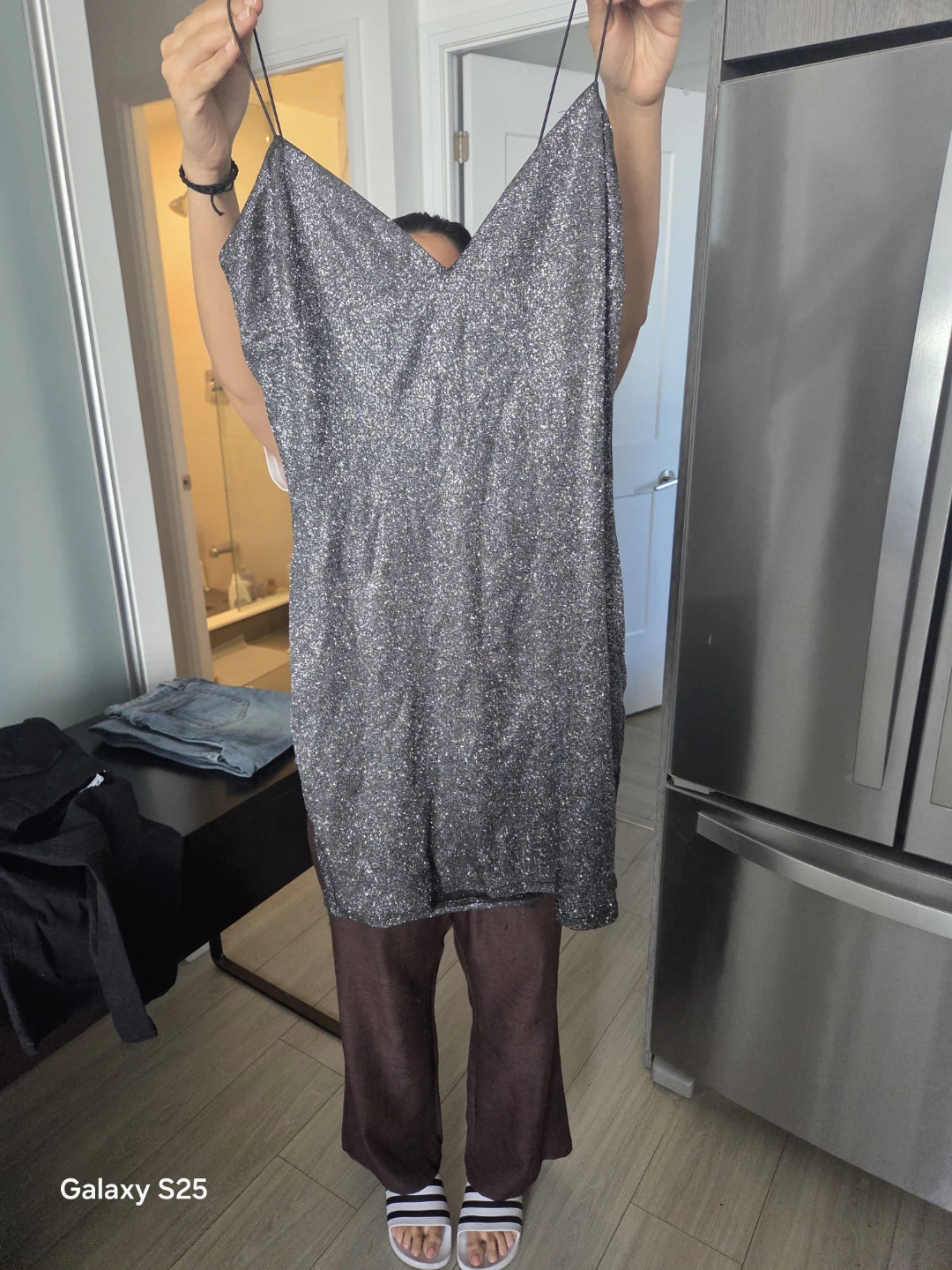 Sparkly Silver Spaghetti Strap Mini Dress - photo 2