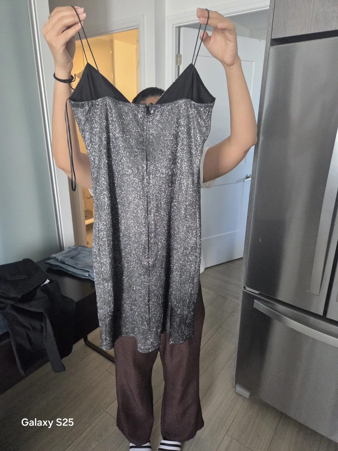 Sparkly Silver Spaghetti Strap Mini Dress - photo 3