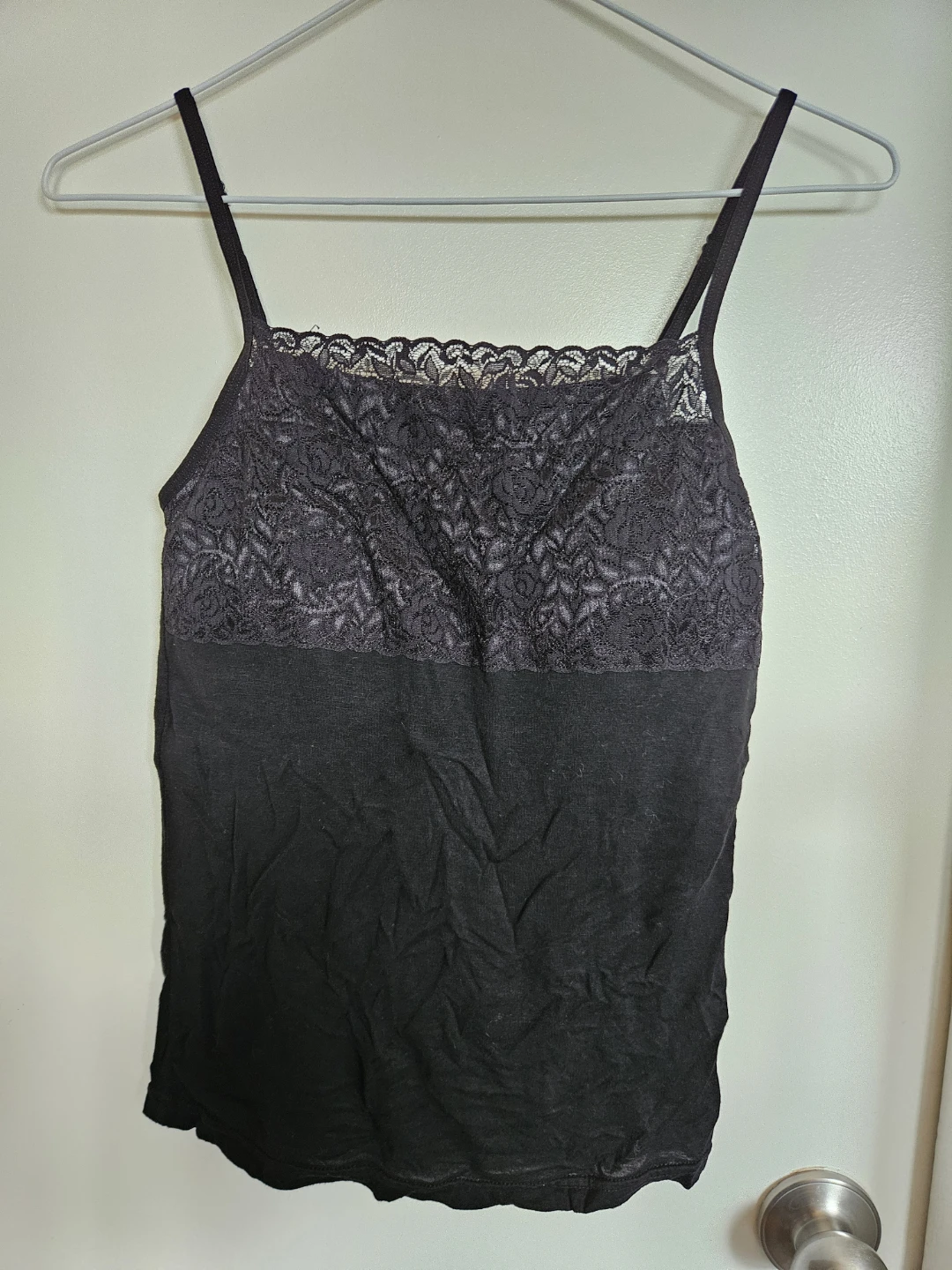 Black Lace Trim Camisole Top