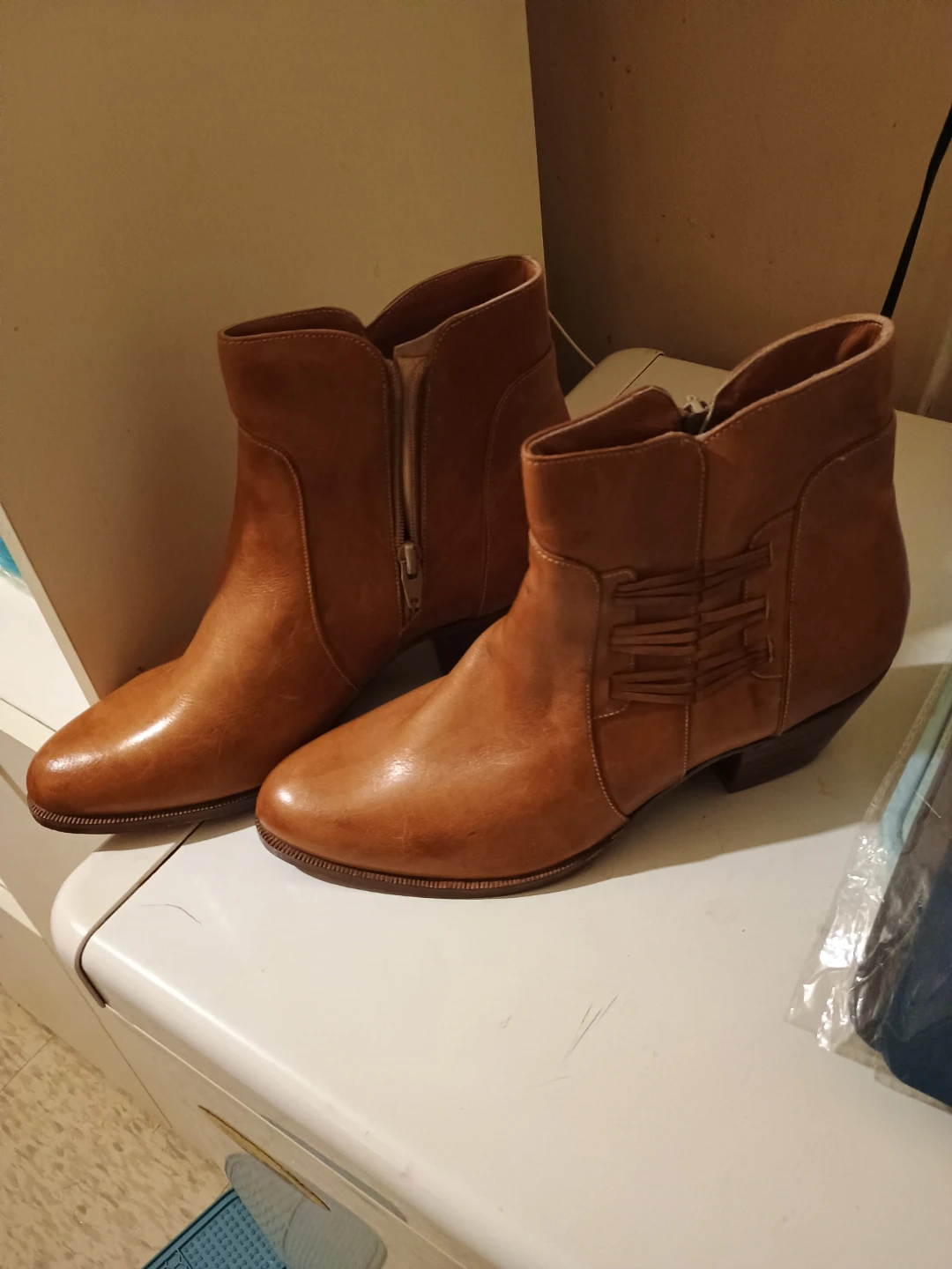 Franco Sarto Brown Leather Ankle Boots