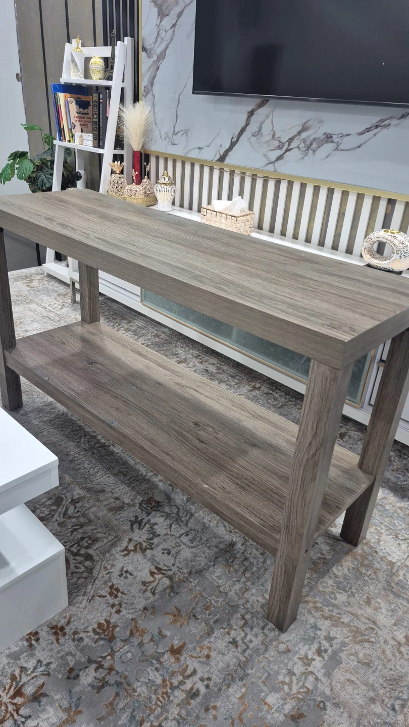 Grey Wood Console Table with Shelf - photo 2