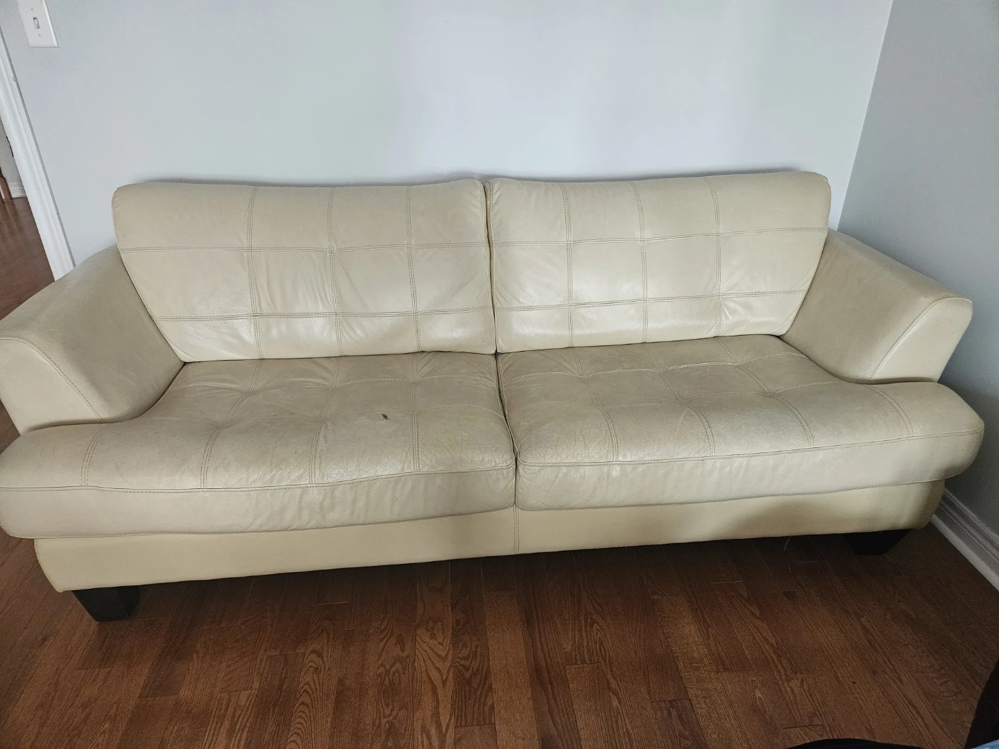 Cream Leather Sofa