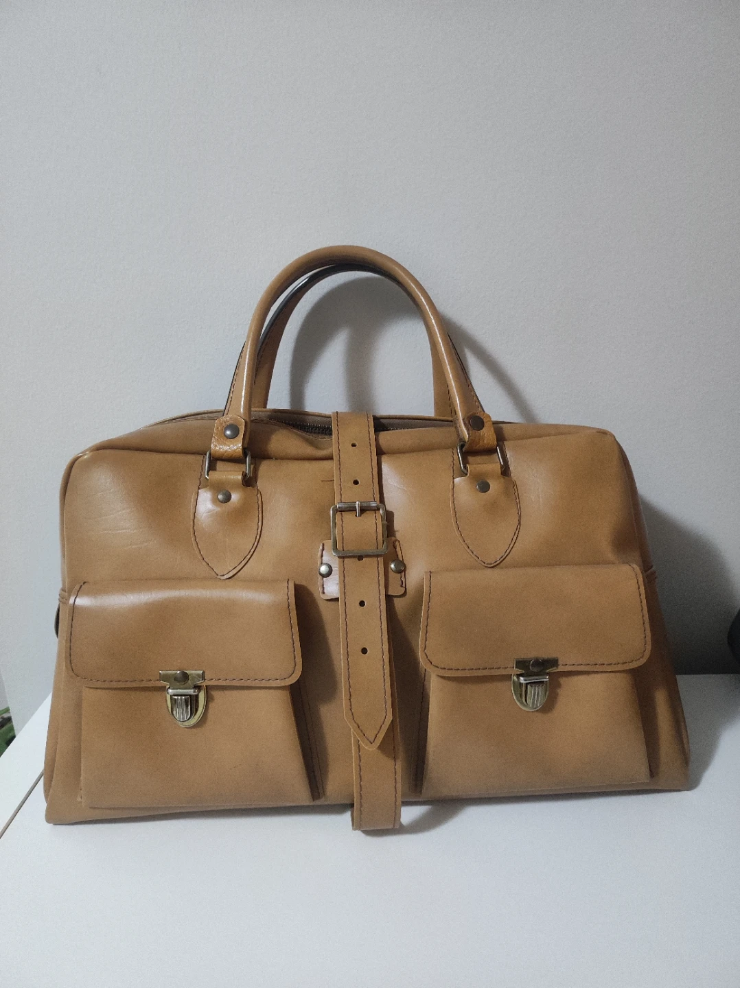 Tan Leather Weekender Bag