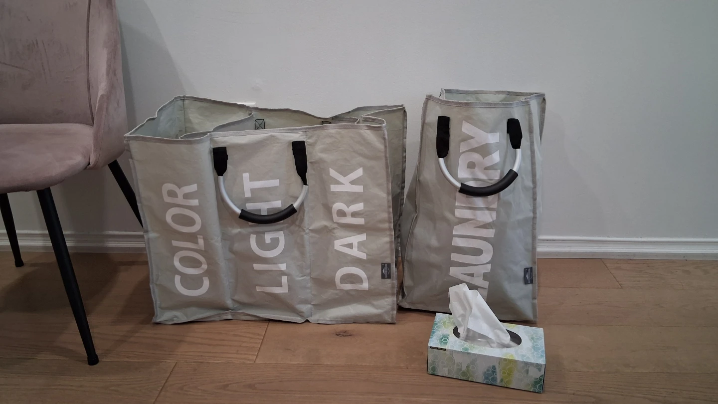 NEW TWO Foldable Fabric Laundry Baskets with Aluminium Handle