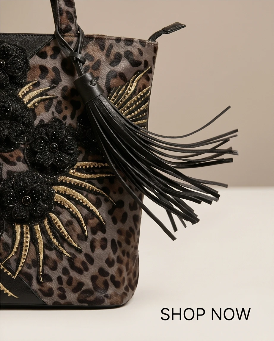 Sharif Original 1827 Black Genuine Leather Leopard Print - photo 4