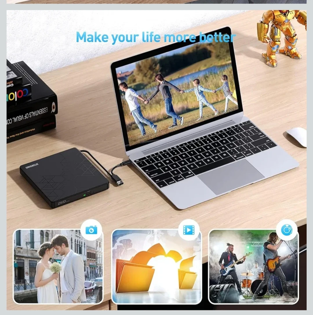 NEW External Drive CD/DVD +/-RW Burner SD card TF microSD slot - photo 4