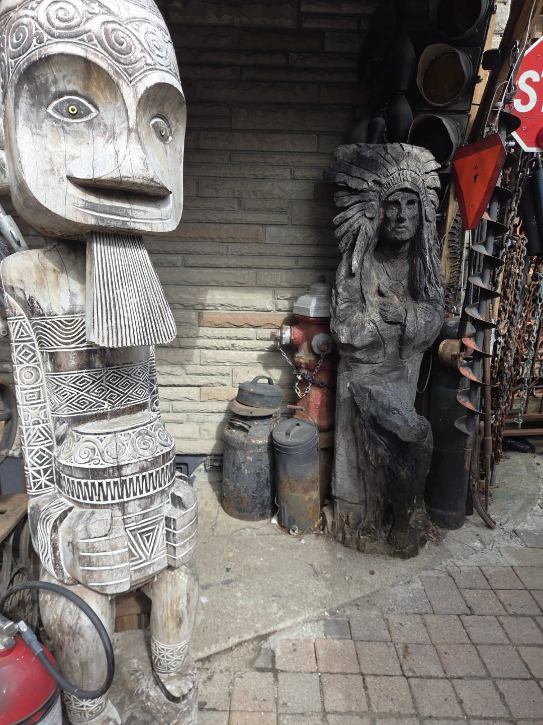 Carved wooden tribal statue