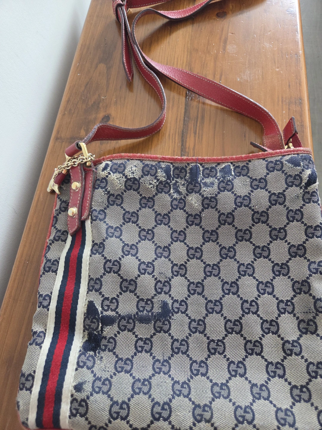 Gucci Monogram Canvas and Leather Shoulder Bag
