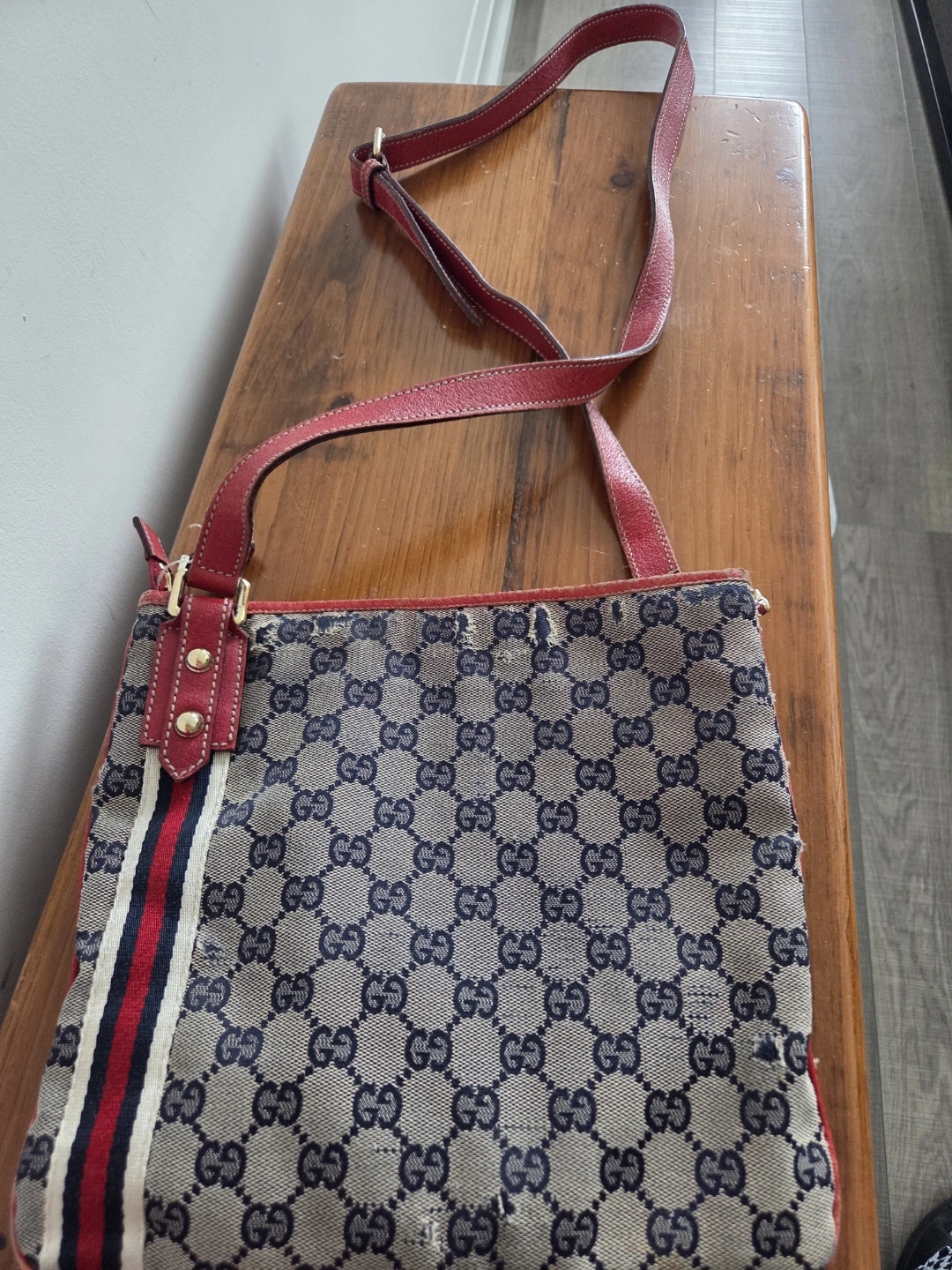 Gucci Monogram Canvas and Leather Shoulder Bag - photo 2