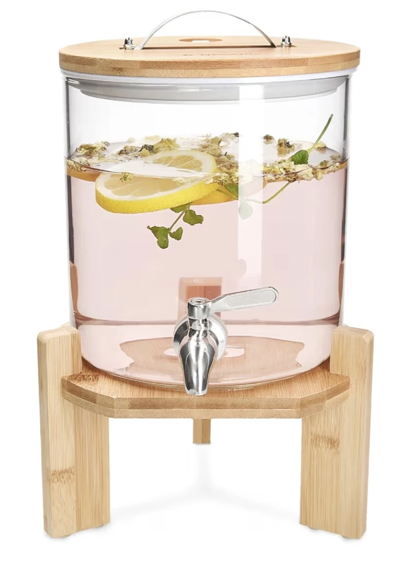 Navaris Glass Beverage Dispenser with Stand 5L