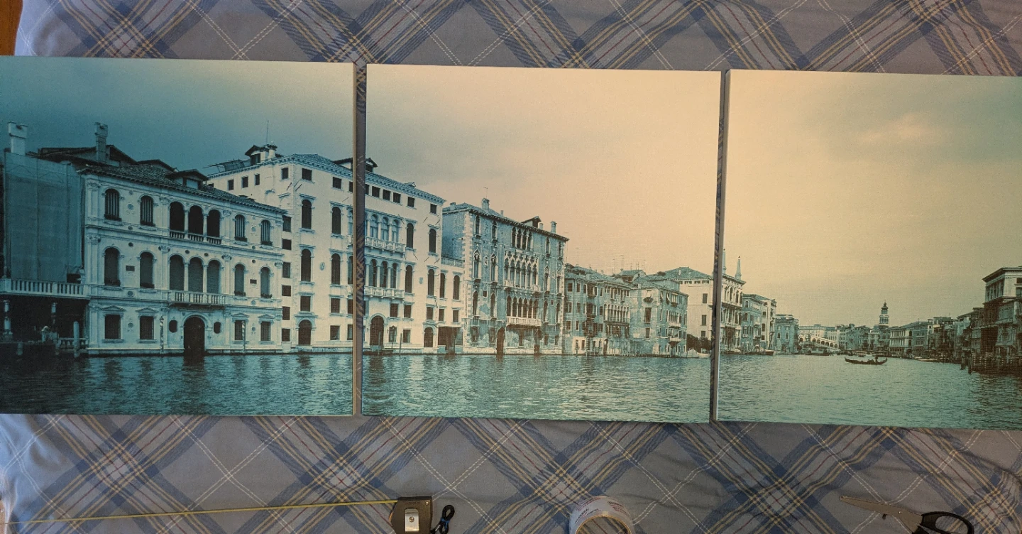 Venice Canal Scene Canvas Art Print Triptych