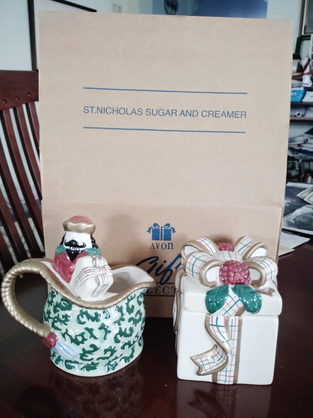 Avon St. Nicholas Sugar and Creamer Set
