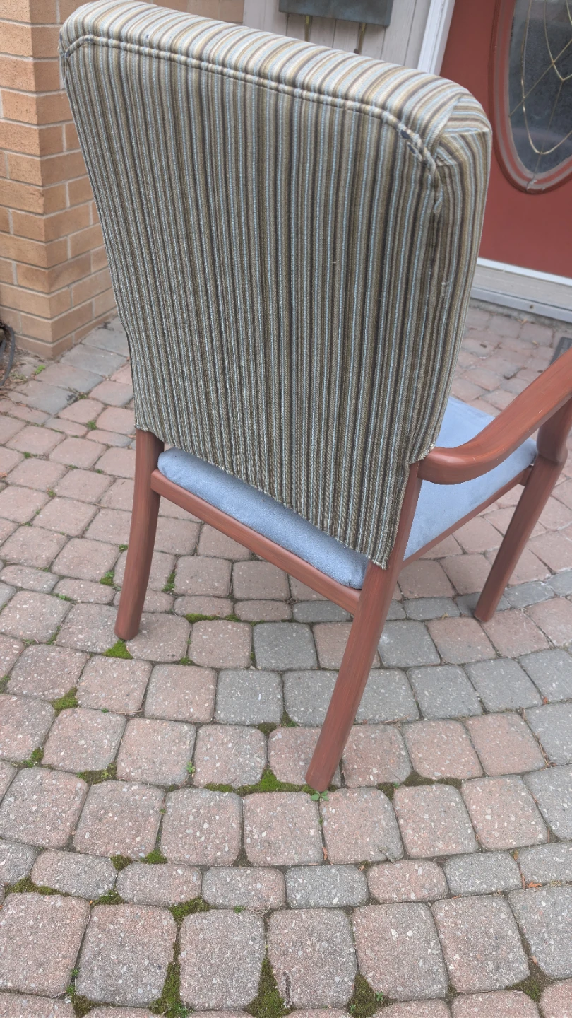 Striped Upholstered Armchair with Wooden Frame - photo 4