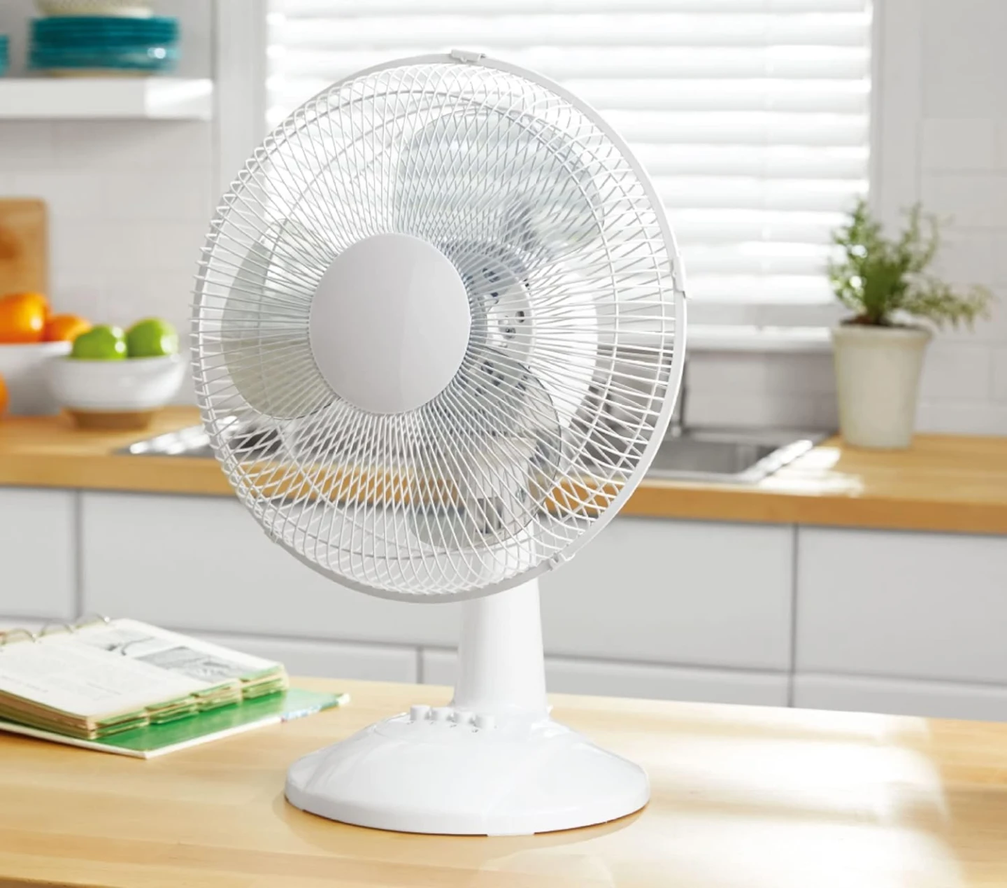 White 12 Inch Plastic/Steel Table Fan by MAINSTAYS