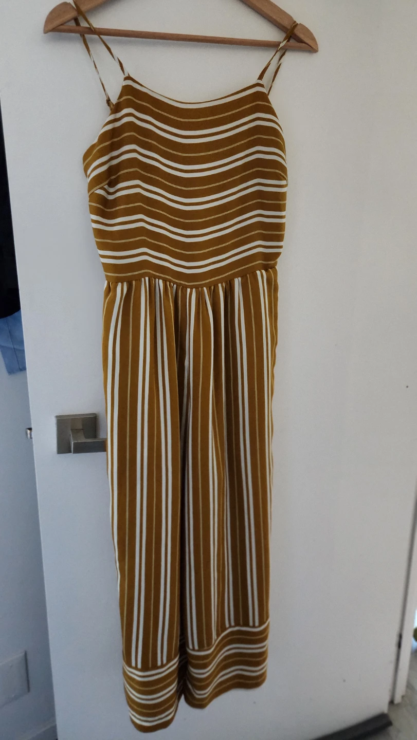 Mustard Yellow and White Striped Jumpsuit