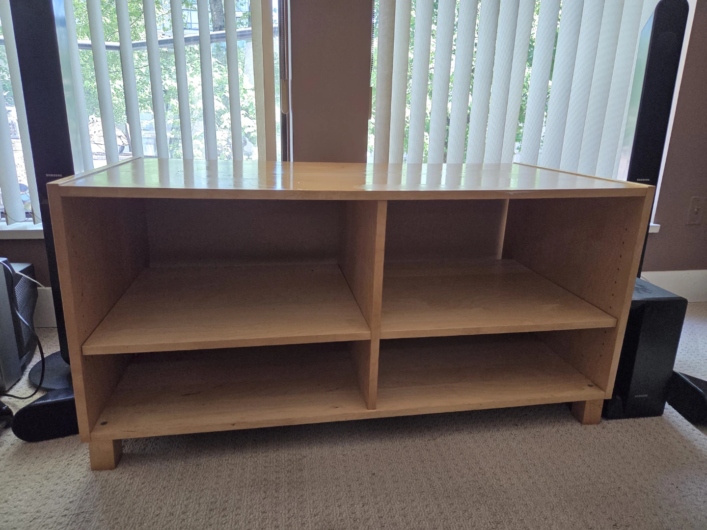 Light Wood TV Stand with 4 Shelves