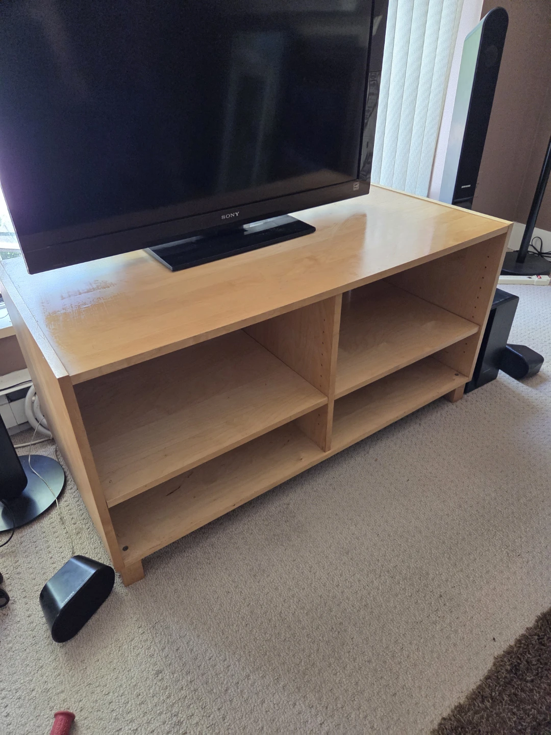 Light Wood TV Stand with 4 Shelves - photo 2