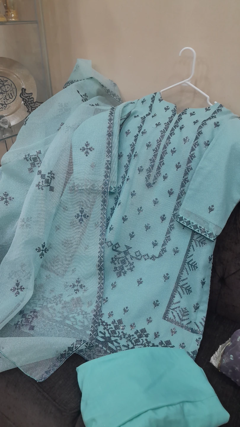 Light Blue Embroidered 3 pc Khaadinet Seminformal - photo 5
