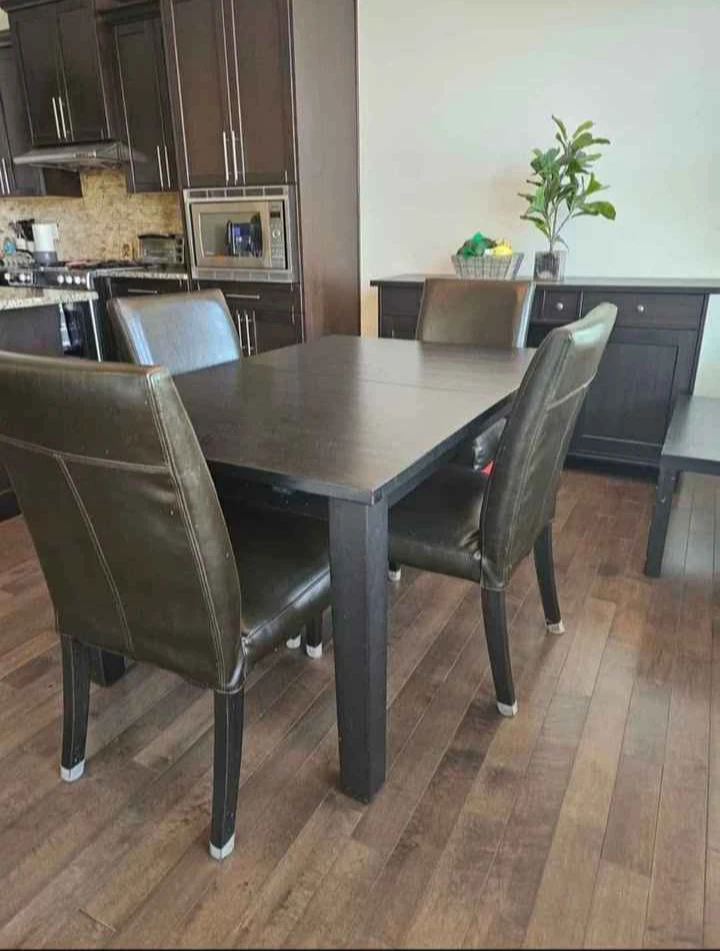 Dark Brown Dining Table and Chairs Set