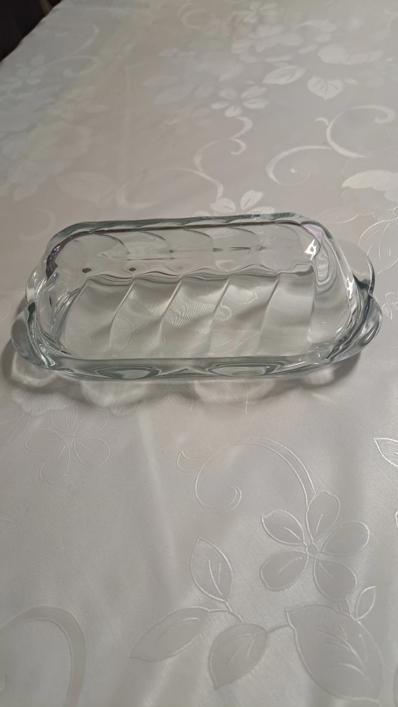 Clear Glass Butter Dish with Lid