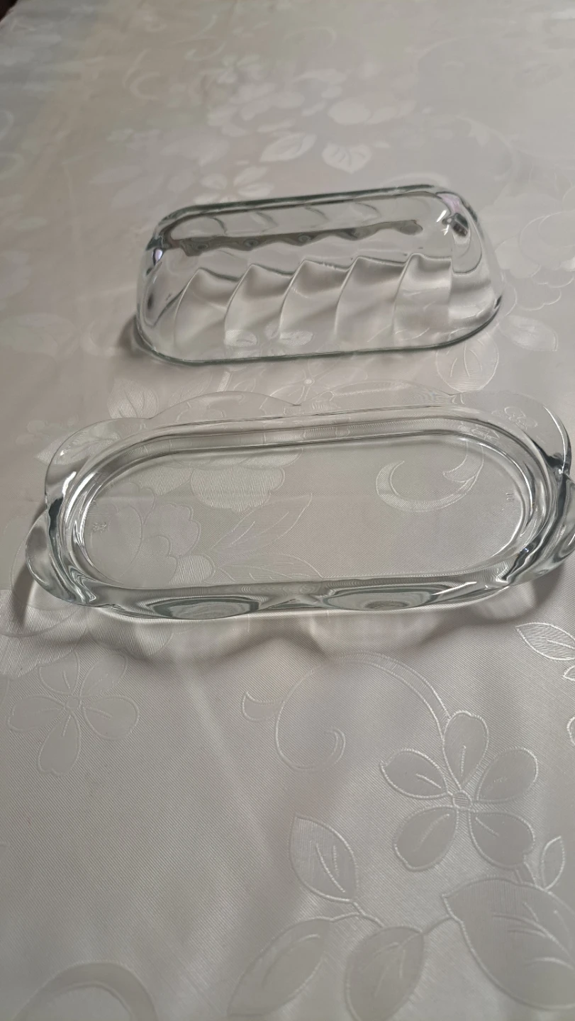 Clear Glass Butter Dish with Lid - photo 2