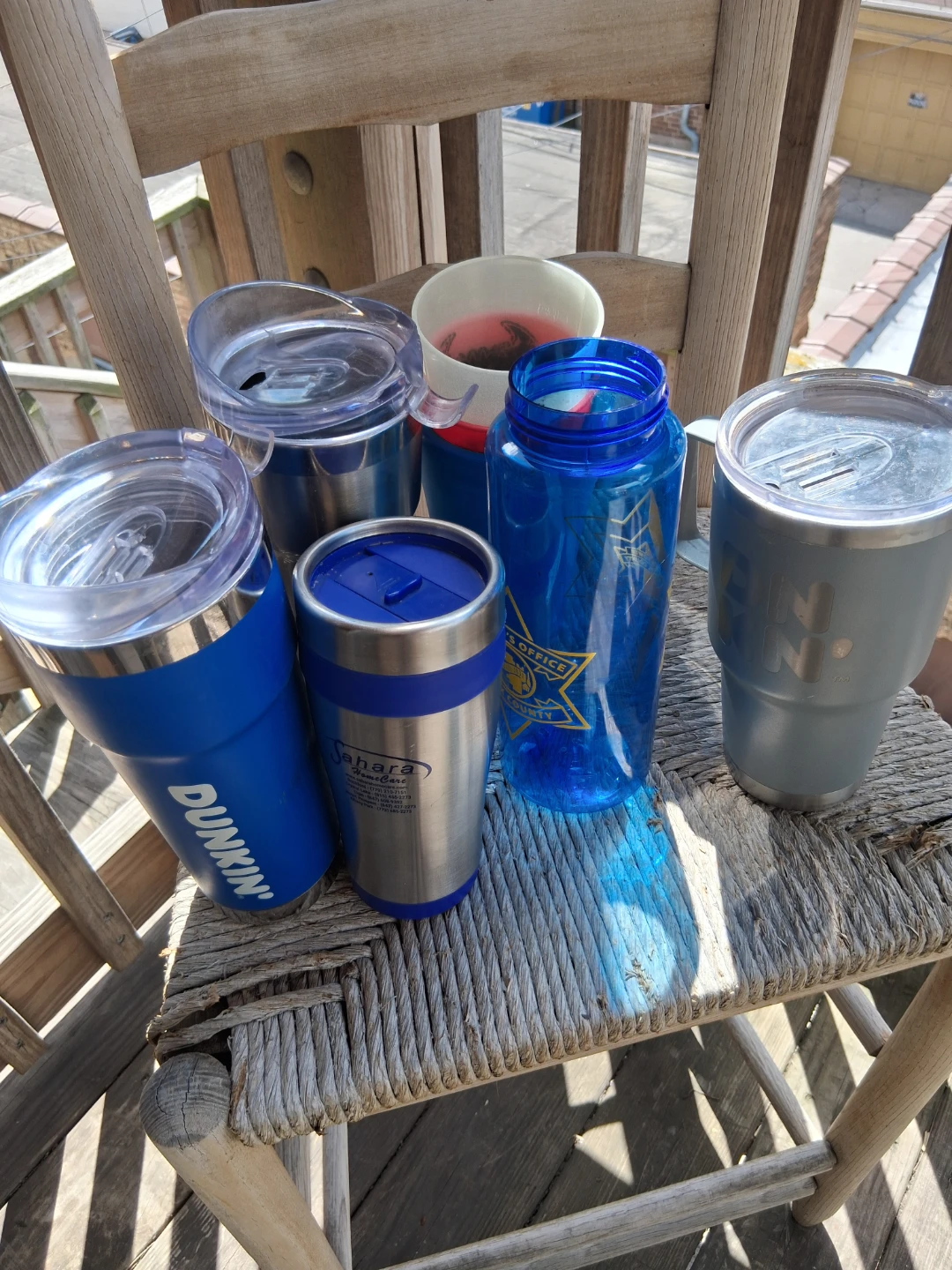 Assorted Tumblers and Water Bottle - Dunkin', Sahara, Yeti Style
