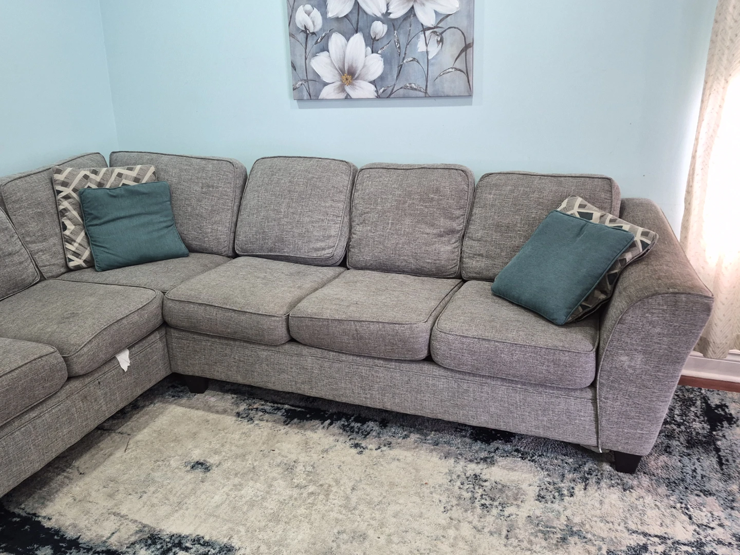 Grey Sectional Sofa with Pillows - photo 5