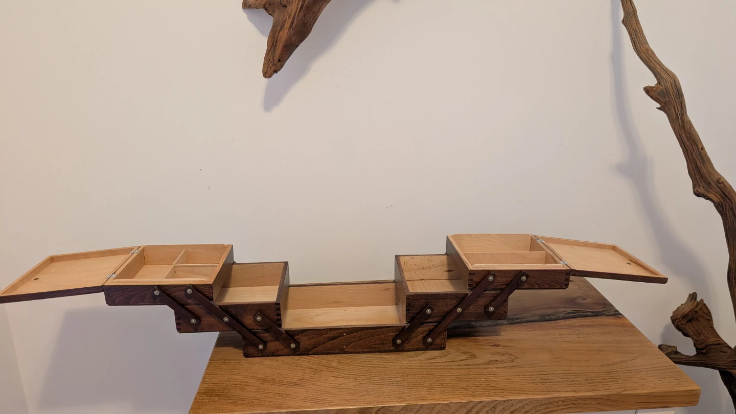 Vintage Wooden Accordion Sewing Box - photo 2