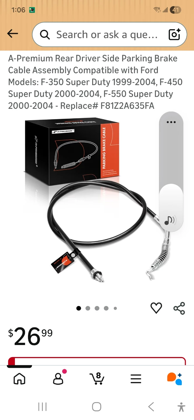 Rear Driver Side Parking Brake Cable Assembly Compatible