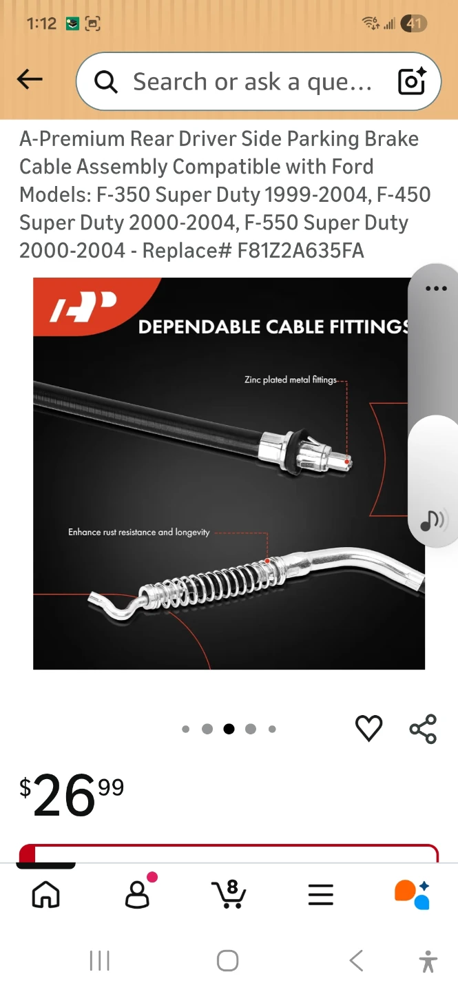 Rear Driver Side Parking Brake Cable Assembly Compatible - photo 2