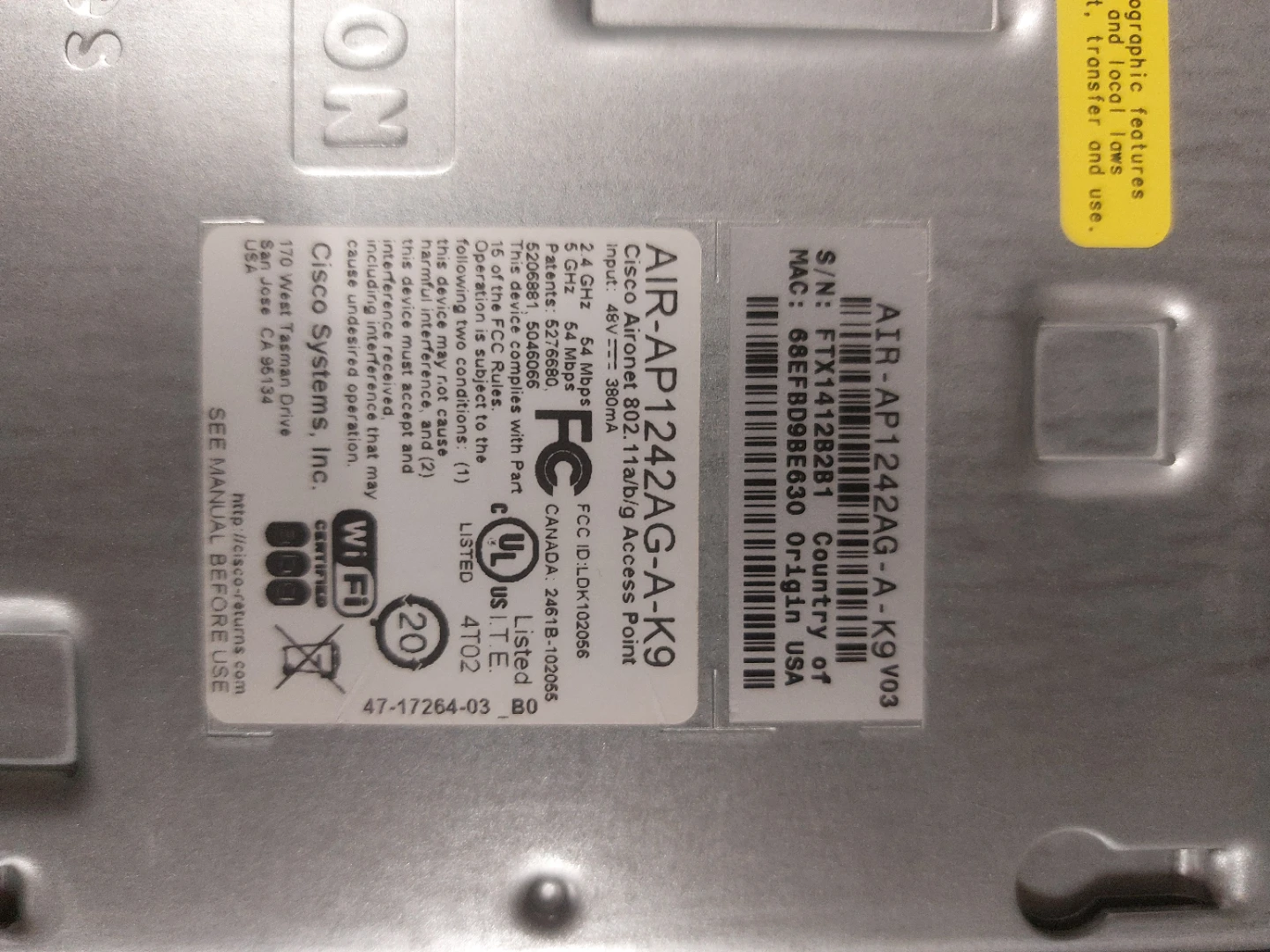 Cisco AIR-AP1242AG-K9 Wireless Access Point - photo 3