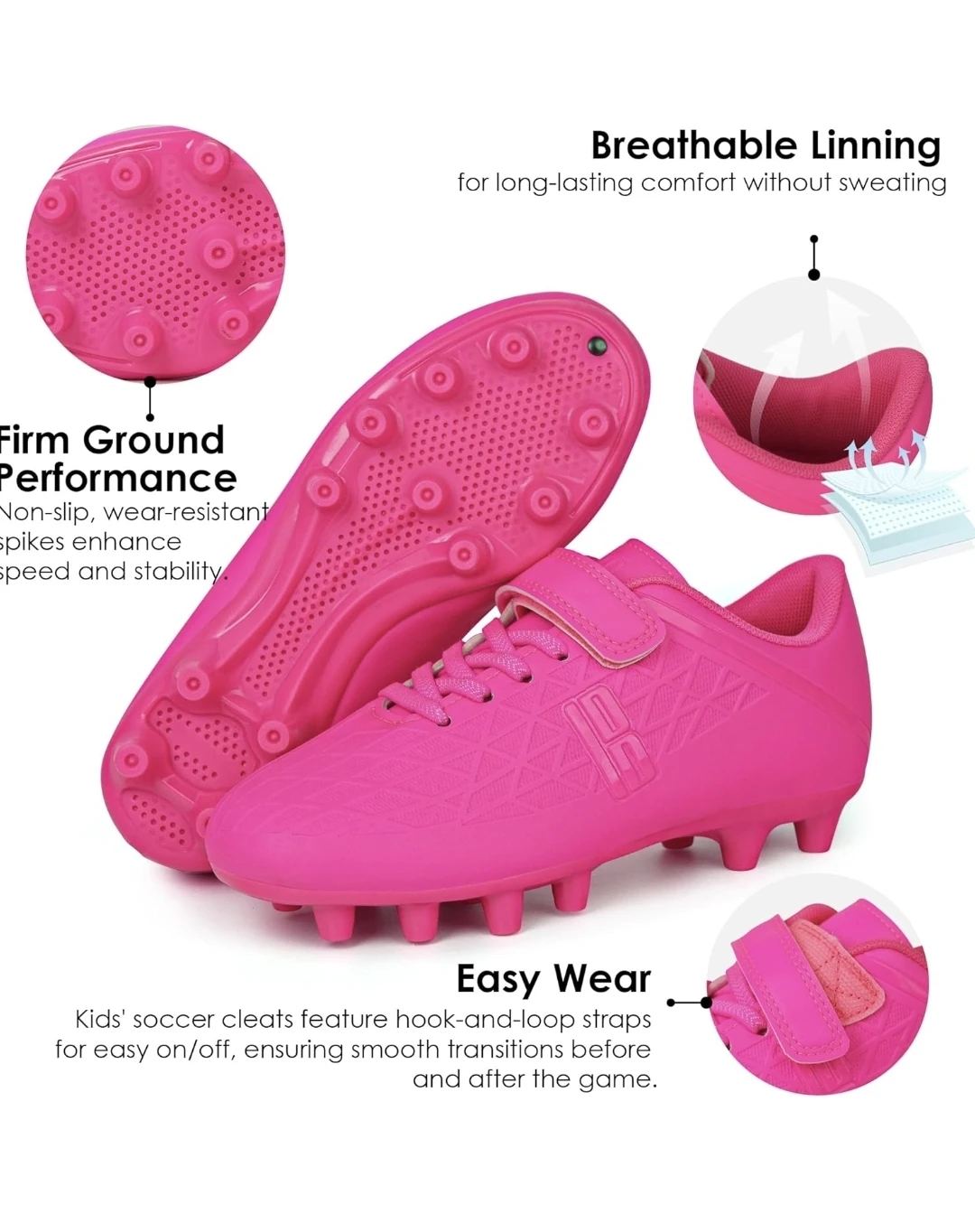 Kids' Pink Soccer Cleats Size 4 - photo 3