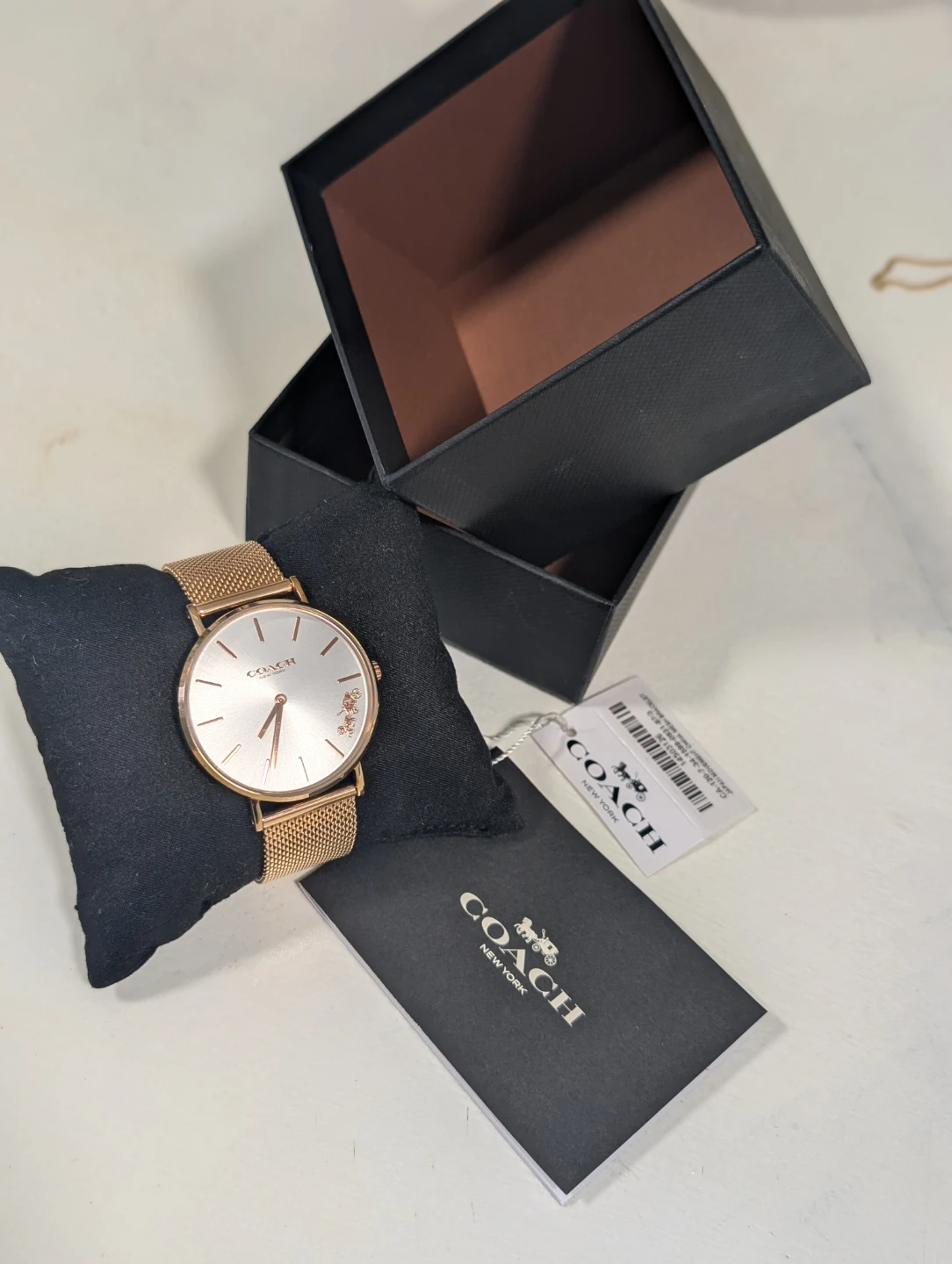 Coach New York Ladies Rose Gold Mesh Watch