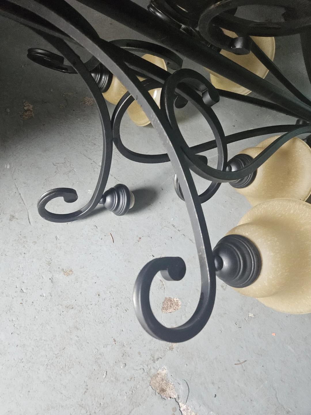 Wrought Iron Chandelier with Frosted Glass Shades - photo 5
