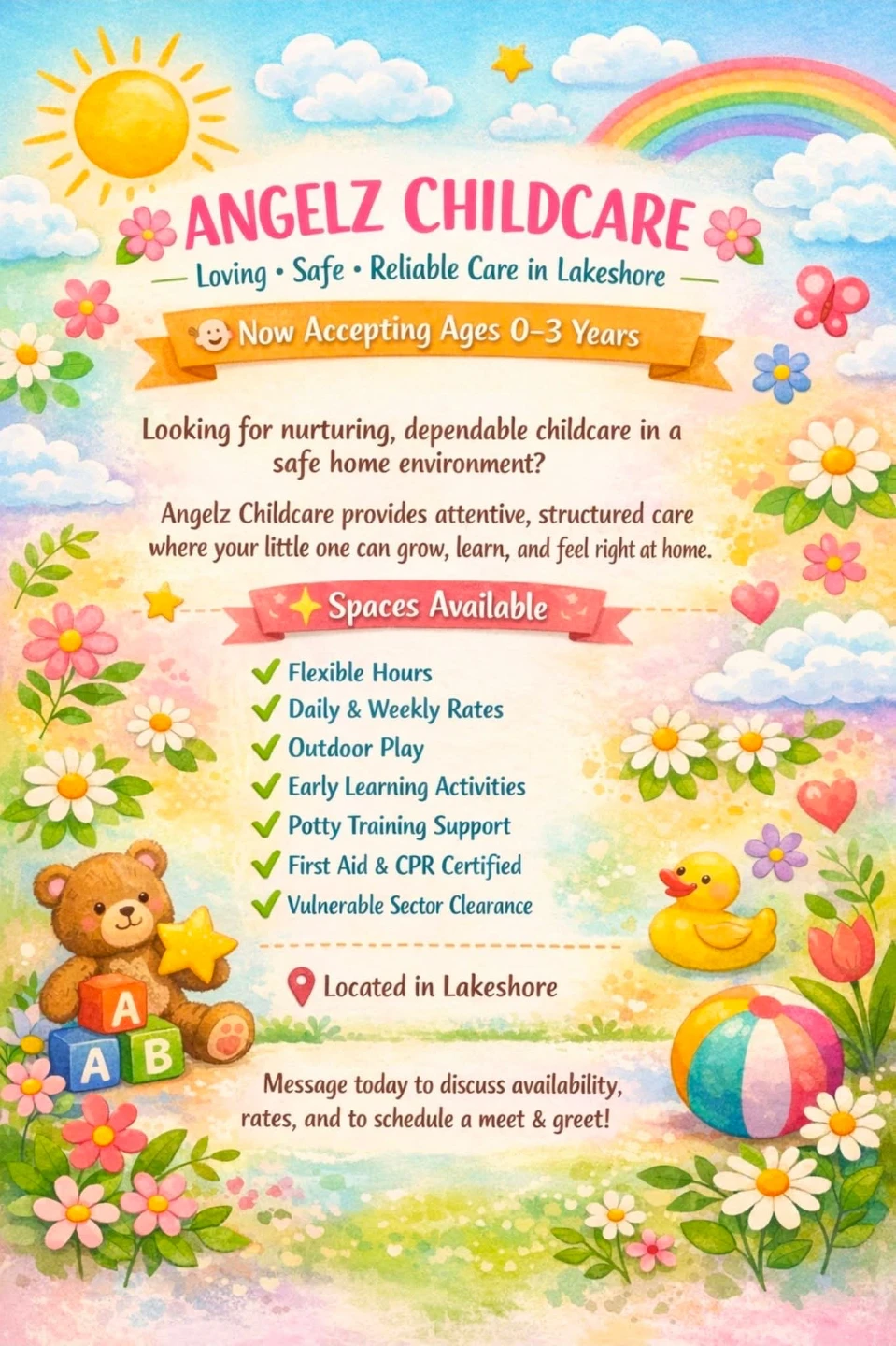 Angelz Childcare - Loving, Safe, Reliable Care in Lakeshore