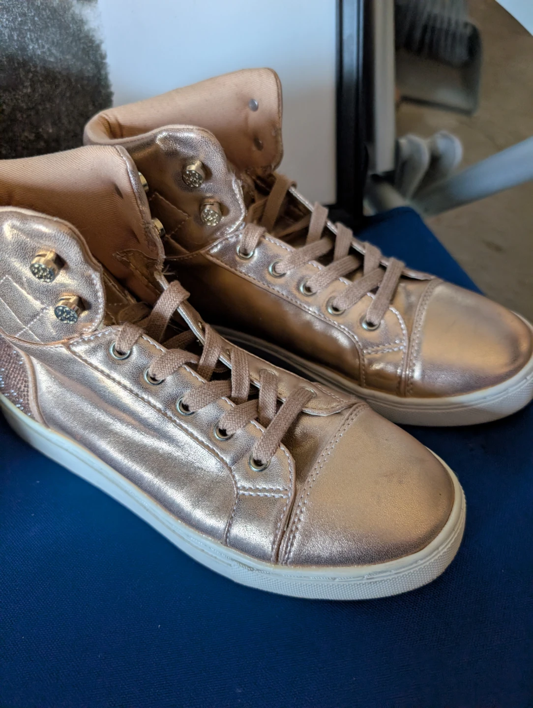 Guess Rose Gold High-Top Sneakers