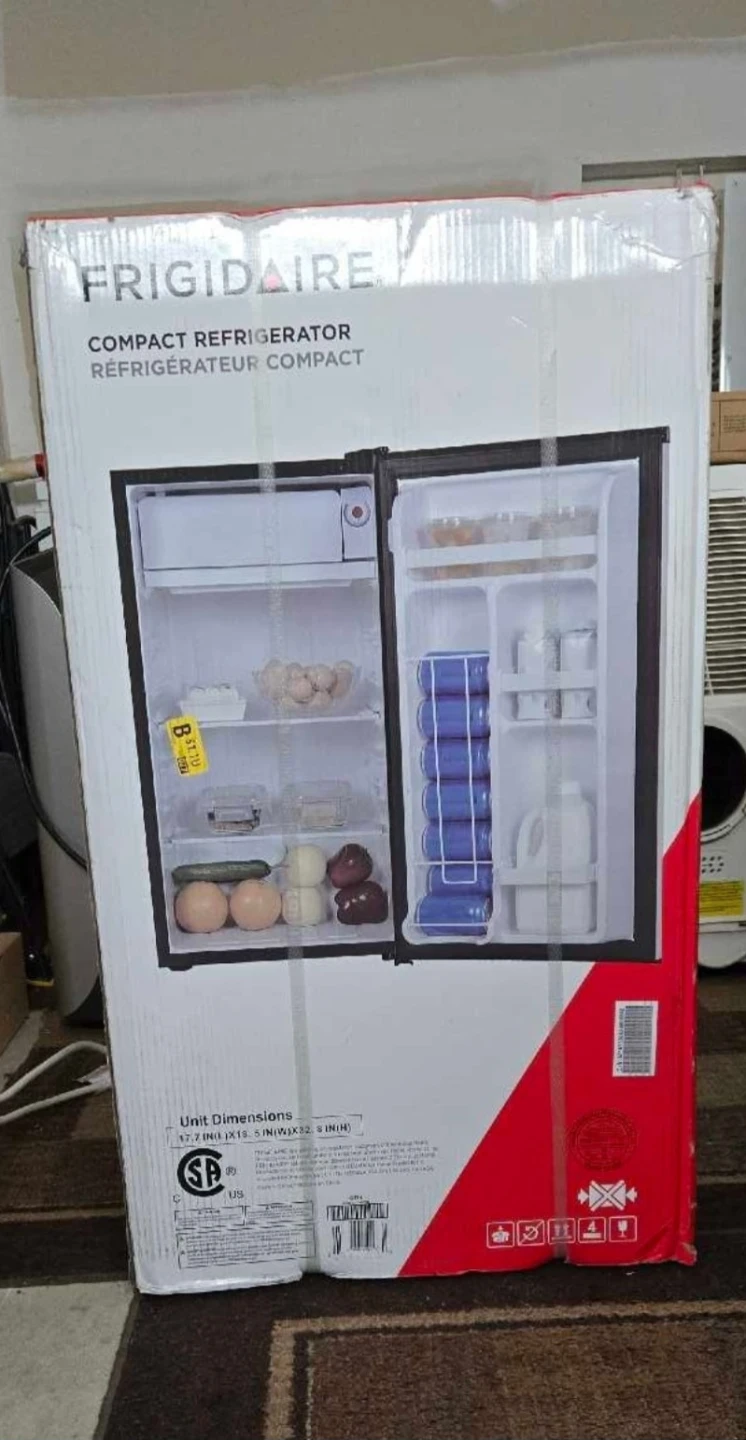 Brand new. Frigidaire Compact Refrigerator. (3.2) CU FT. NEW