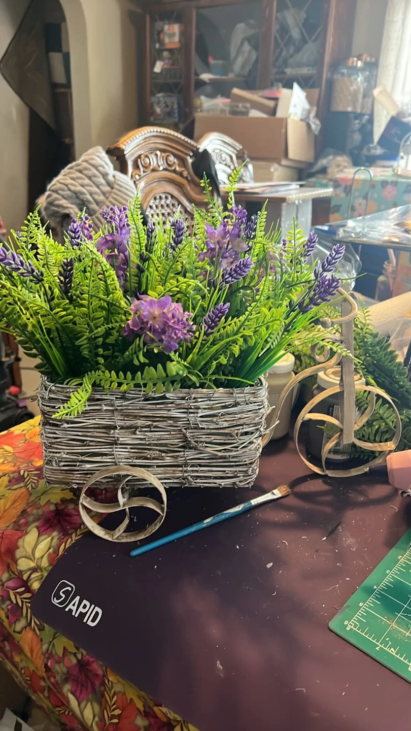 Decorative Basket with Faux Lavender and Greenery